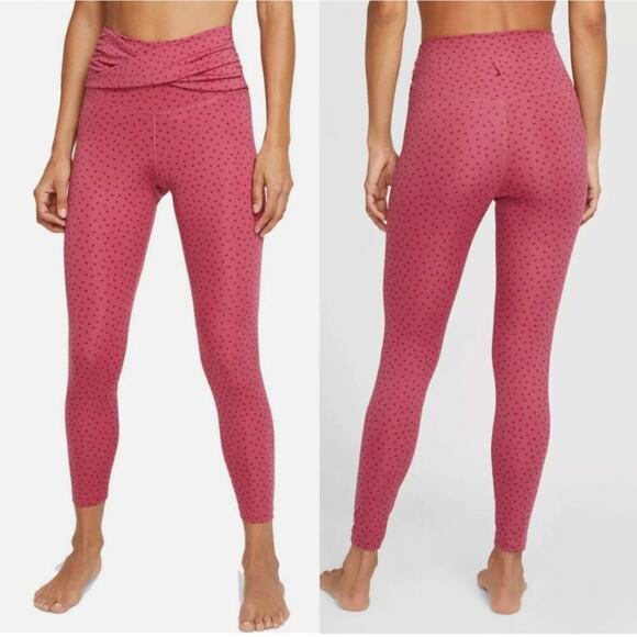 Nike Yoga Pink Dots Twist 7/8 High Rise Leggings - Picture 1 of 7
